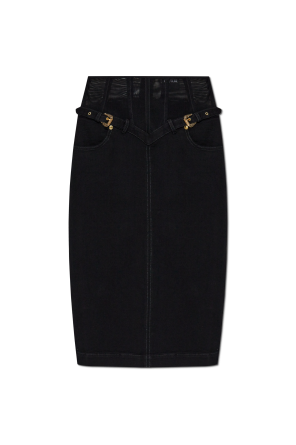 スカート VERSACE JEANS COUTURE Woman Skirt Black 77HAEMB1CM61H 899 Versace Jeans Couture Skirt in Black | REVOLVE